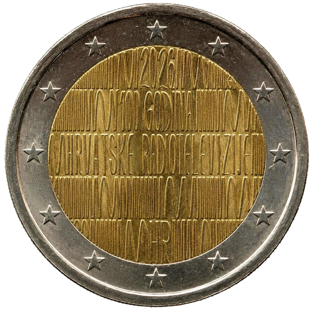2 euros conmemorativa 100 años de la Radio y Televisión Croata